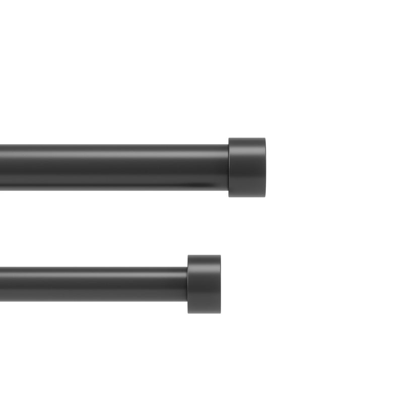 Umbra Cappa Double Curtain Rod, Includes 2 Matching Finials, Brackets & Hardware, 36 to 66-Inch, Black - Image 1